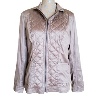 Laura Ashley quilted light jacket gray/rose/brown medium